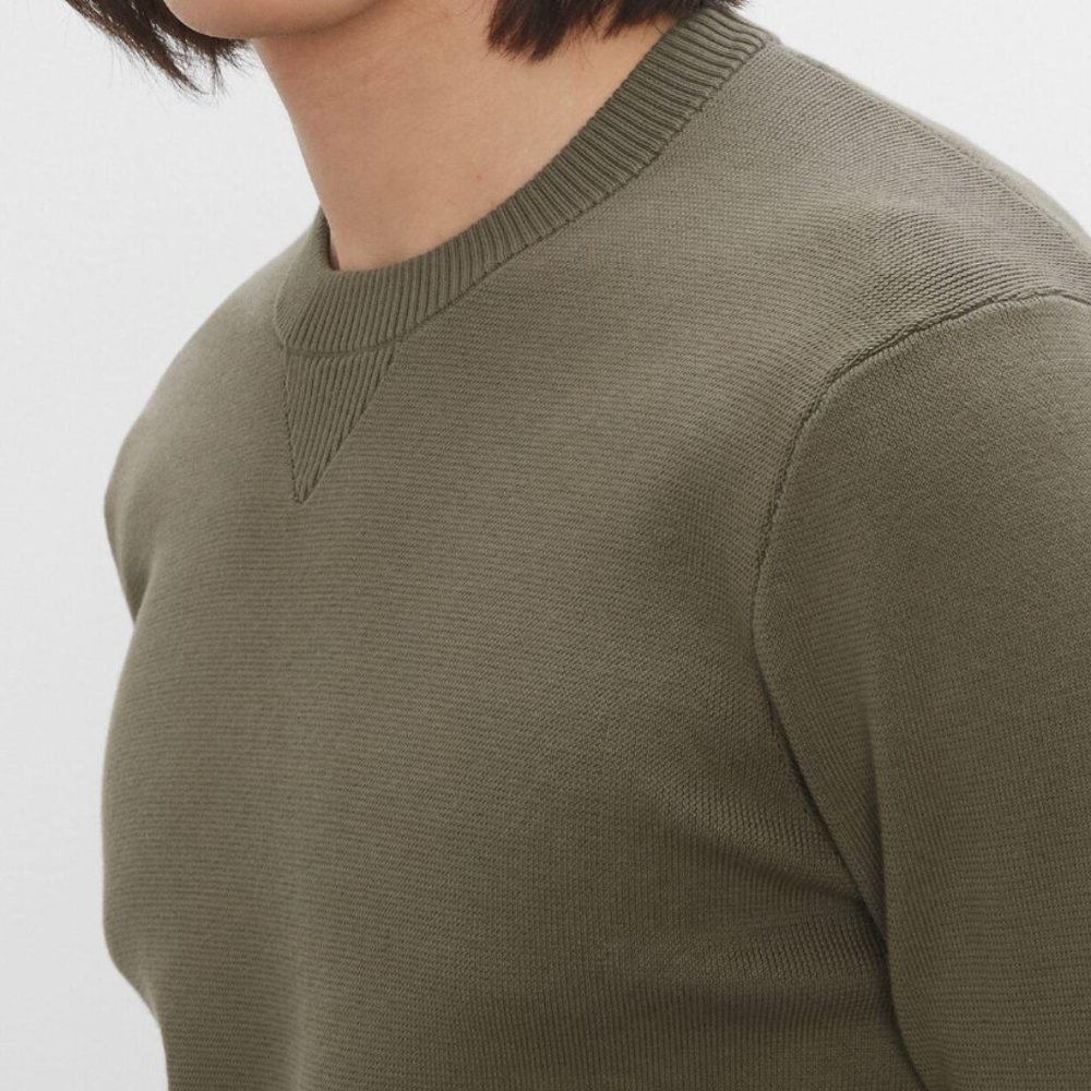 Club Monaco Crewneck Sweater Cotton Blend Olive - Picture 3 of 9